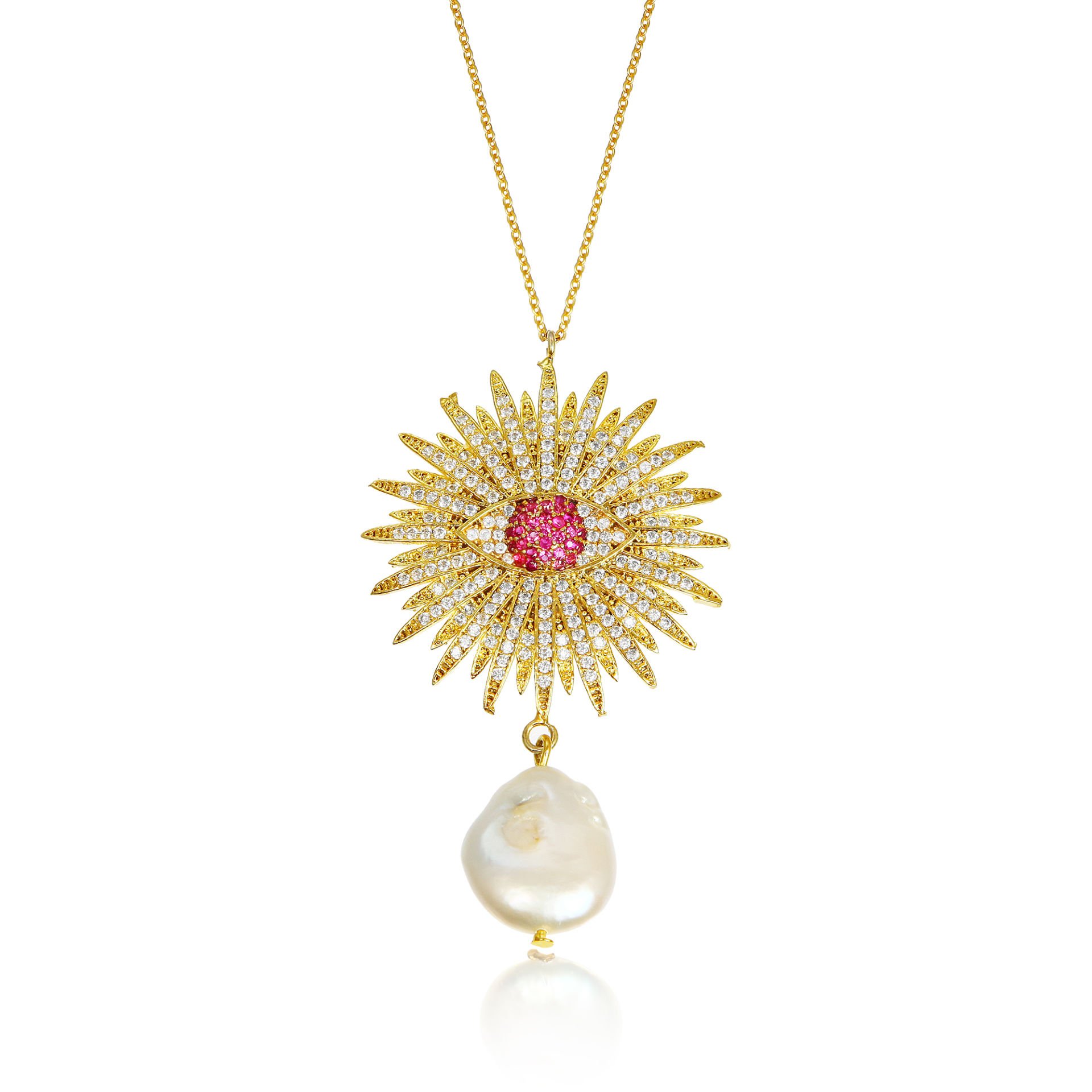 GLARE OF PINK EYE NECKLACE