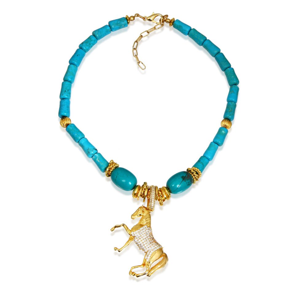 NATURAL STONE HORSE NECKLACE