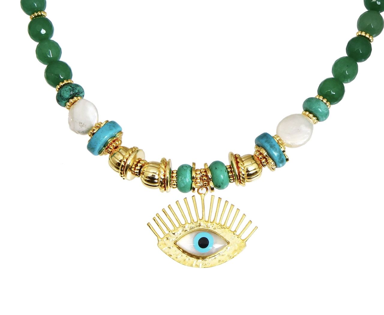 GREEN NATURAL EYE NECKLACE