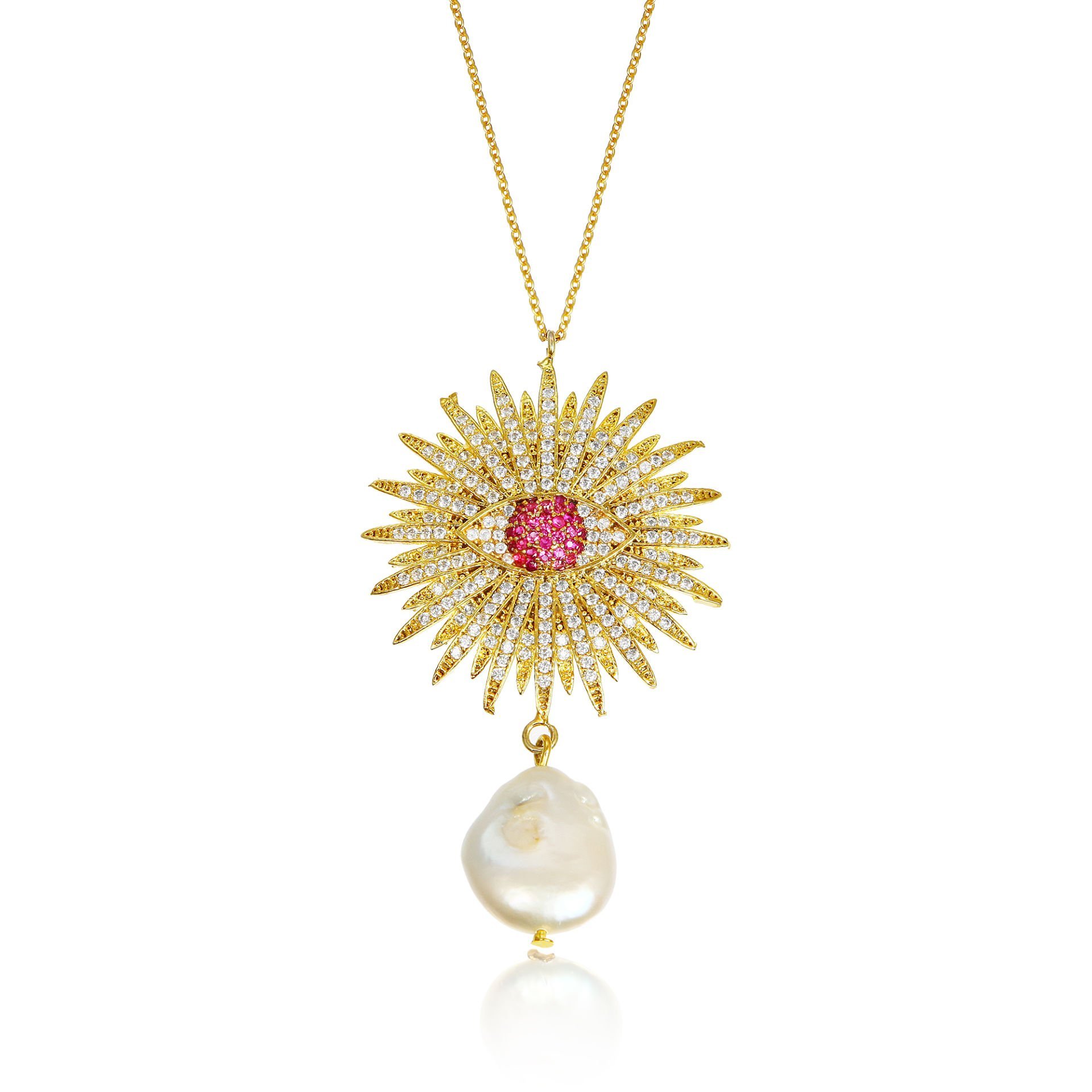 GLARE OF PINK EYE NECKLACE