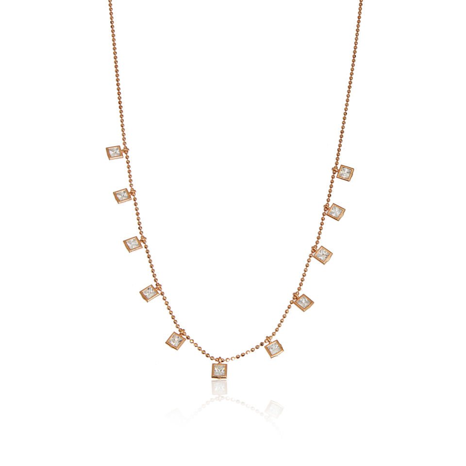 SQUARED BALL CHAIN (ROSE GOLD)